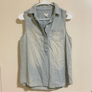 J. Crew Women’s Light Blue Collared Cut-Off Tank Top Size 4 (Lightly Used)